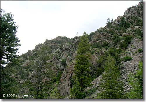 Granite hillside along North Crestone Creek