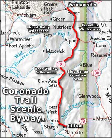 Coronado Trail Scenic Byway area map