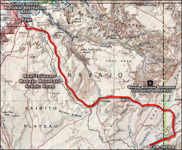 Naat'tsisaan-Navajo Mountain Scenic Road map