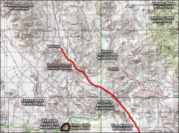 Joshua Forest Scenic Byway area map