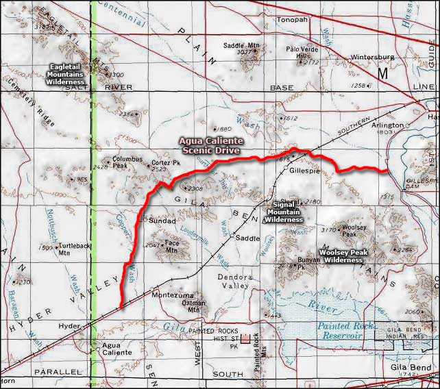 Agua Caliente Scenic Drive area map