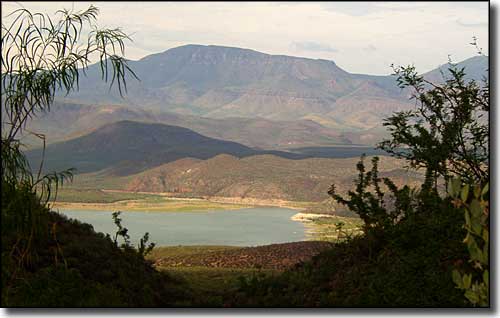 Roosevelt Lake, at the southern end of the Desert to Tall Pines Scenic Road