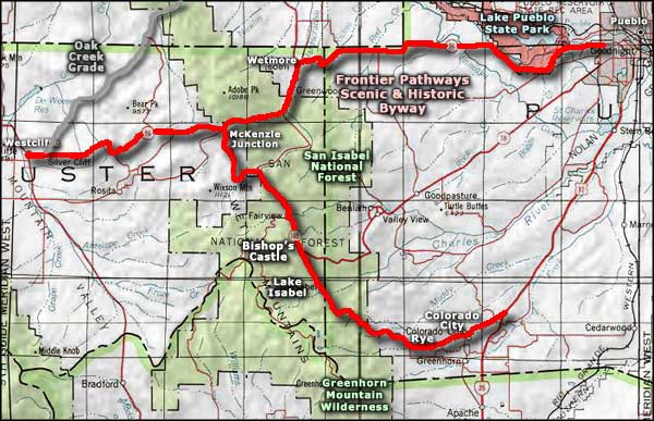 Frontier Pathways Scenic and Historic Byway area map