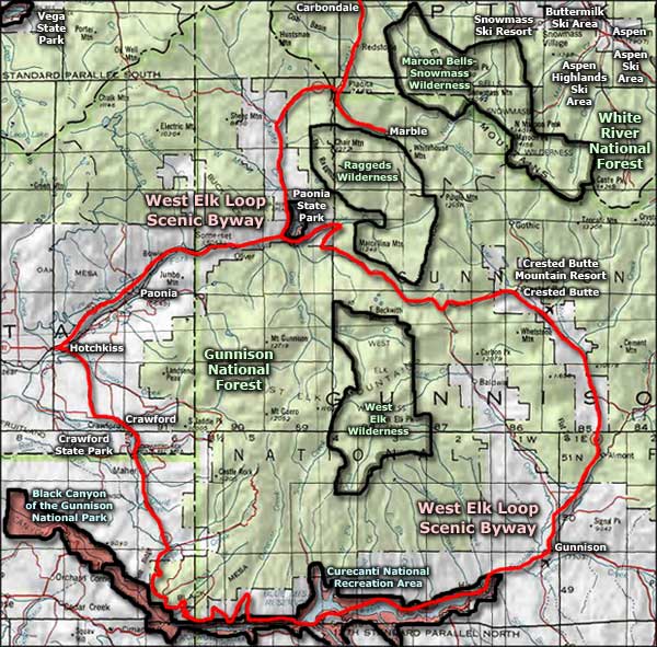 West Elk Loop Byway area map