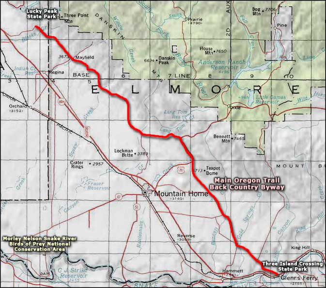 Main Oregon Trail Back Country Byway map
