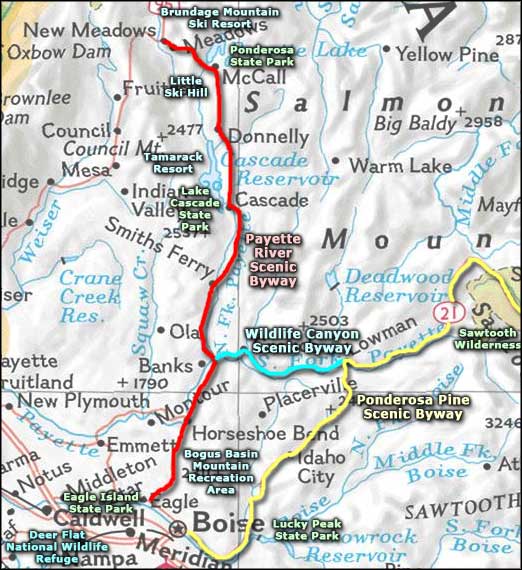 Payette River Scenic Byway area map