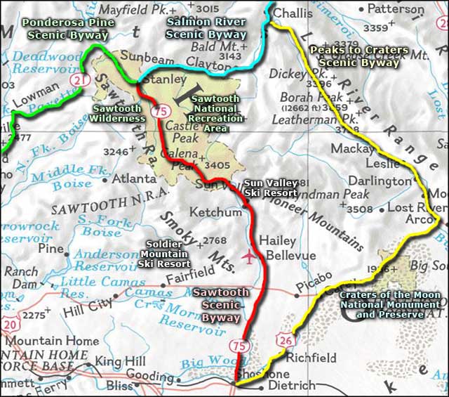 Sawtooth Scenic Byway area map