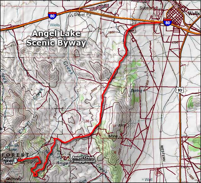Angel Lake Scenic Byway area map