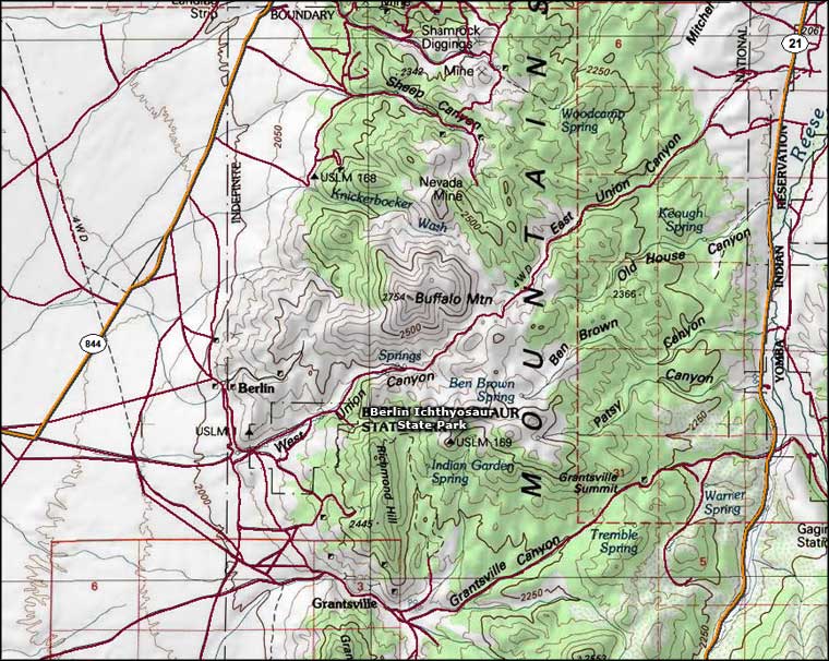 Berlin-Ichthyosaur State Park map