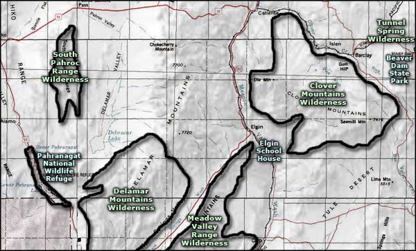 Pahranagat National Wildlife Refuge area map