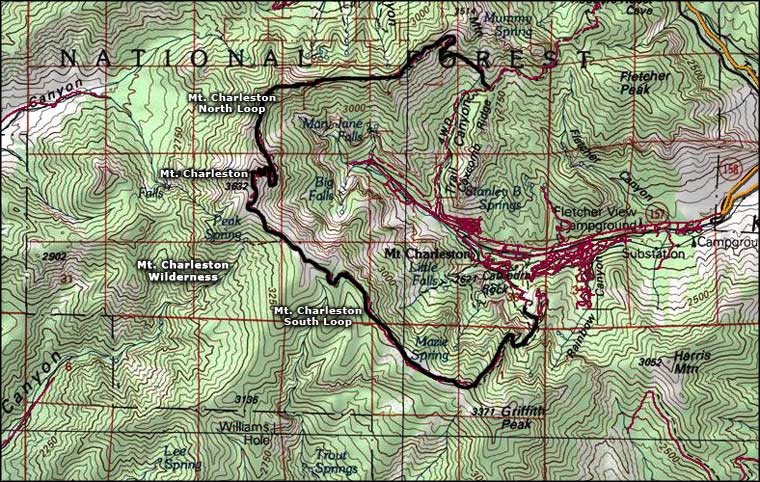 Mt. Charleston Wilderness map