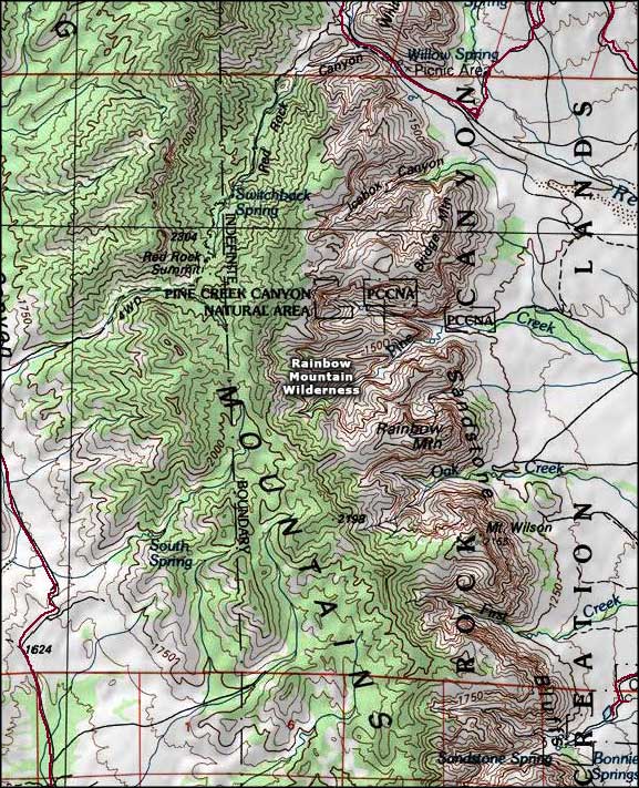 Rainbow Mountain Wilderness map