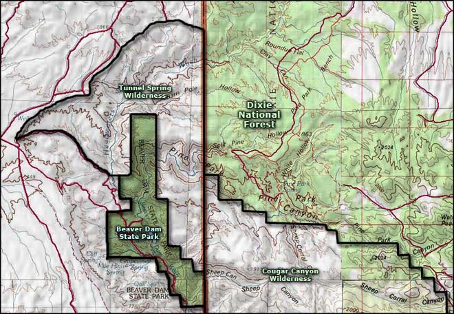 Tunnel Spring Wilderness map