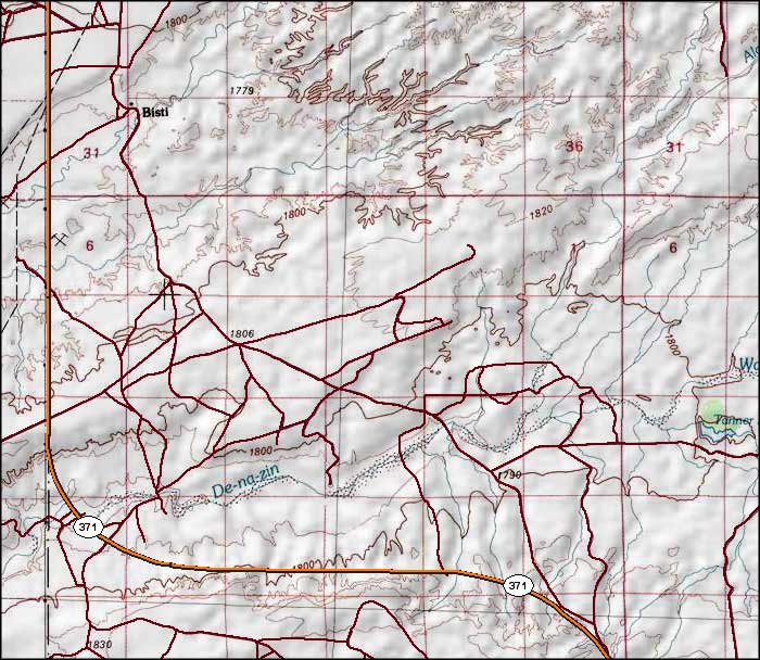 Bisti-De-Na-Zin Wilderness area map