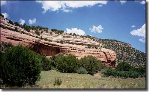 Sandstone outcroppings in Mills Canyon, along La Frontera del Llano Scenic Byway