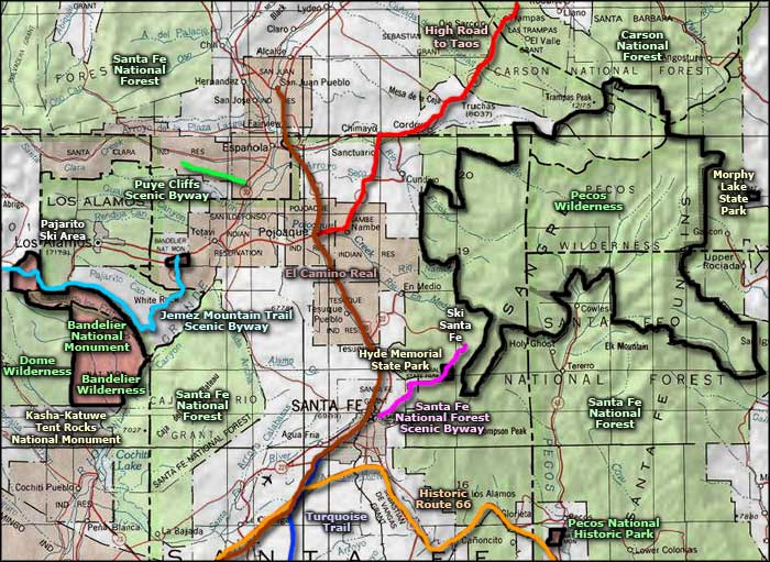 Santa Fe National Forest Scenic Byway area map