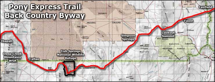 Pony Express Trail Back Country Byway area map
