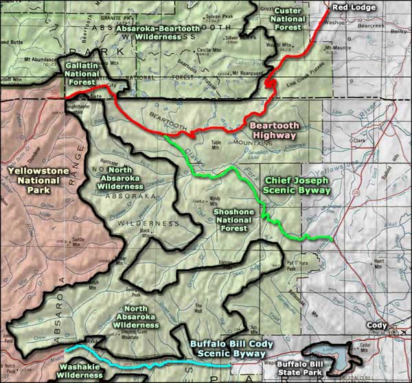 Beartooth Highway map