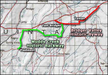 Bridger Valley Historic Byway area map
