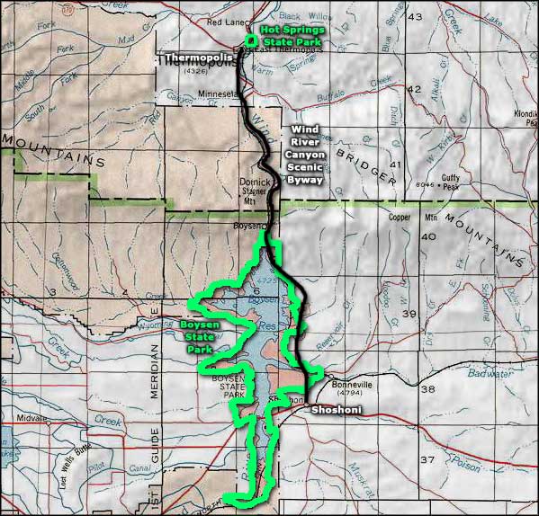 Wind River Canyon Scenic Byway area map