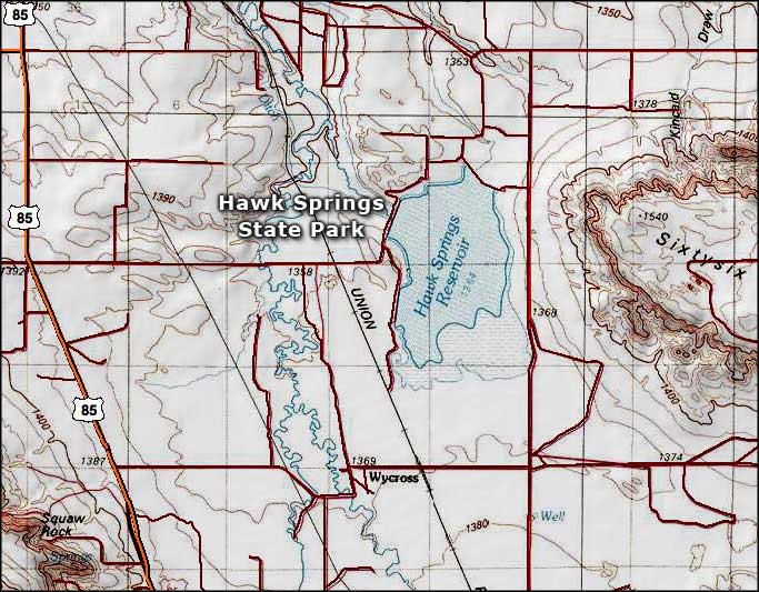 Hawk Springs State Park area map